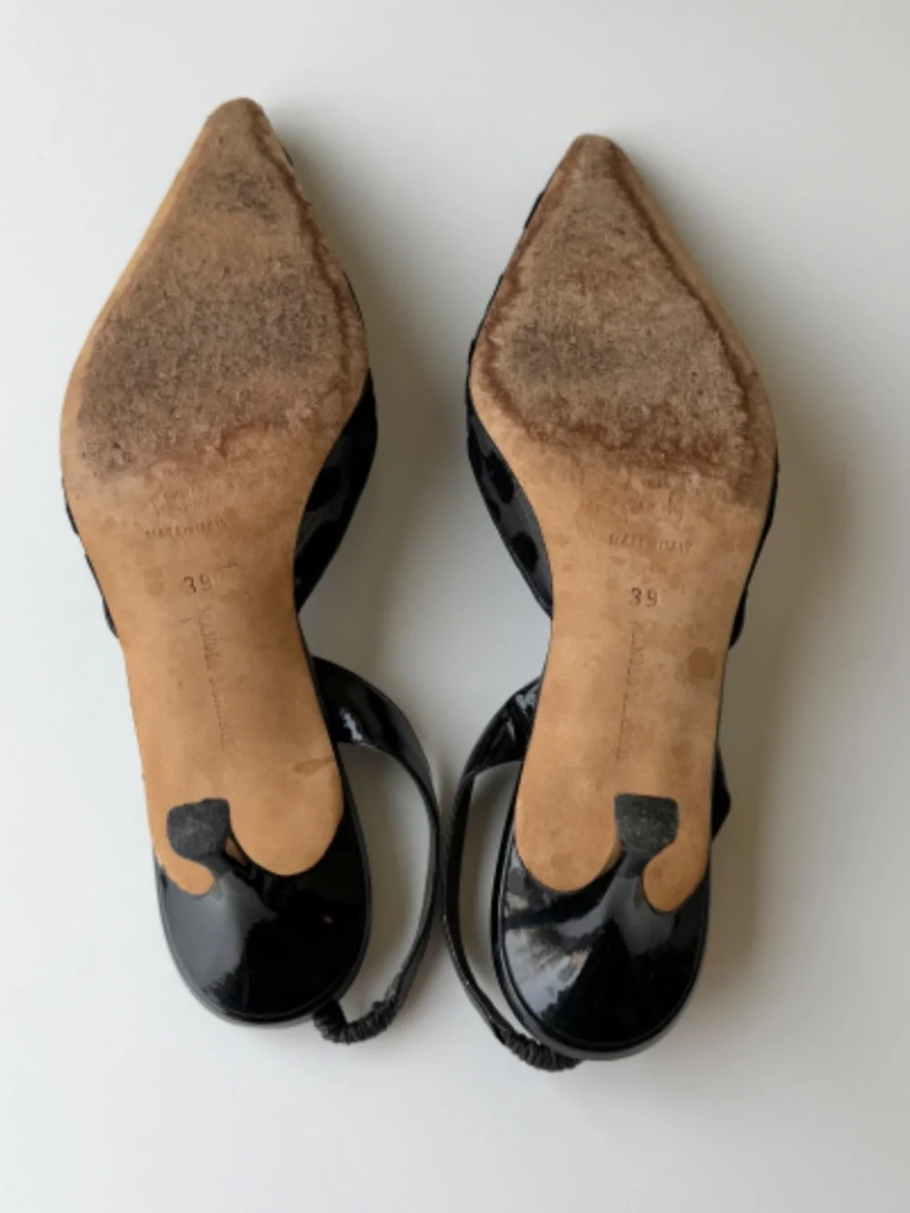 Vintage Manolo Blahnik black leopard mesh slingback, IT 39, approx. US 8.5–9
